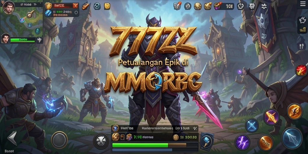 Tangkapan layar utama 777ZX yang menunjukkan aksi pertempuran epik di dunia MMORPG.
