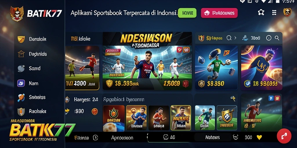 Tampilan utama BATIK77 menampilkan berbagai pilihan taruhan olahraga.