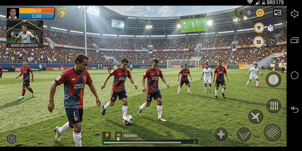 Tangkapan layar BRO178 menampilkan aksi luar biasa dalam pertandingan sepak bola.