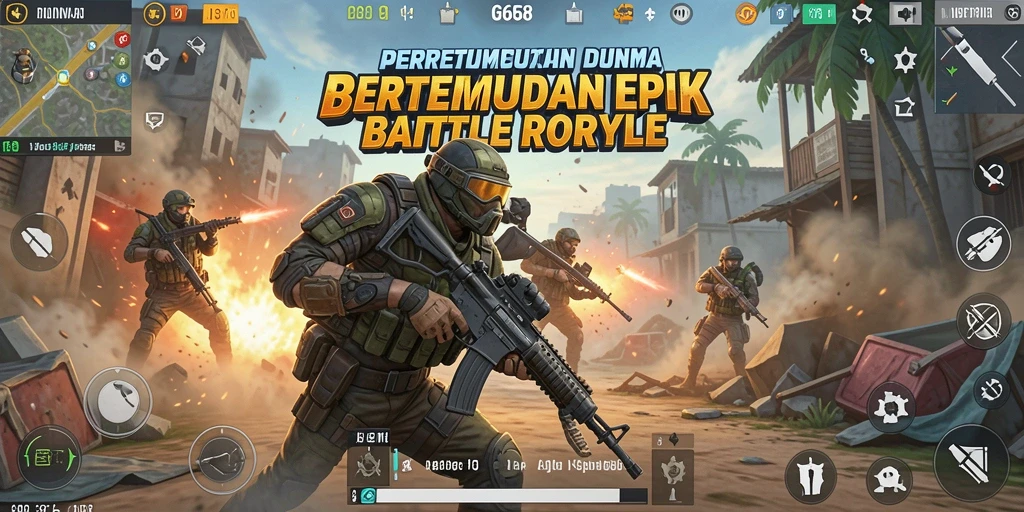Tangkapan layar G668 menampilkan aksi intens di medan perang Battle Royale.