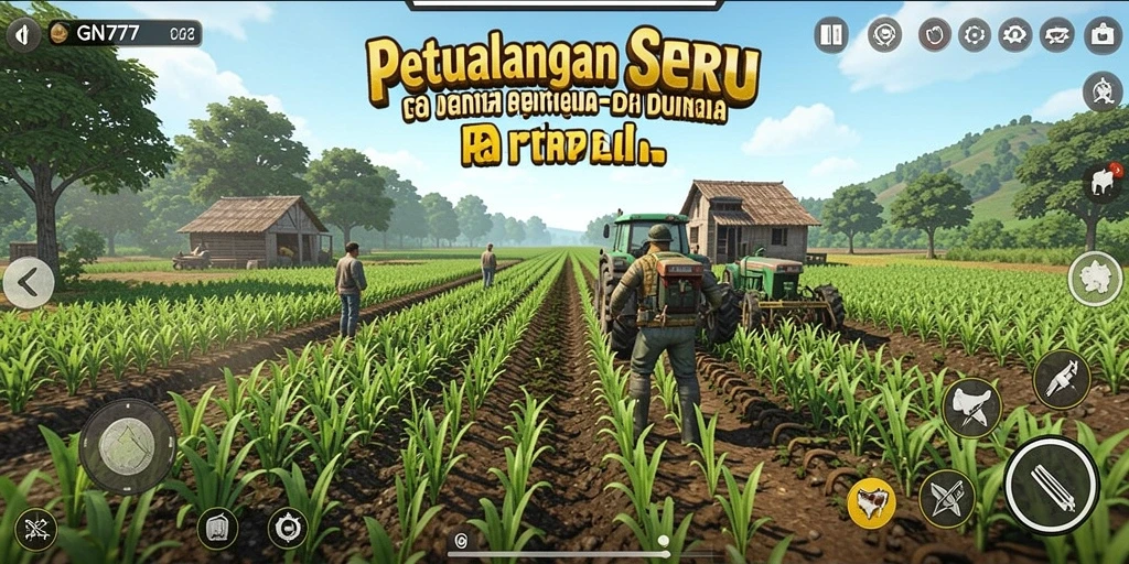 Screenshot gameplay GN777 menampilkan petualangan seru di dunia pertanian.