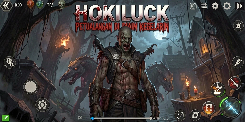 Gameplay menegangkan di HOKILUCK dengan suasana Horror yang mencekam.