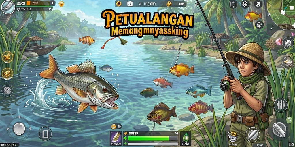 Tampilan menarik dari gameplay memancing di IDR89.