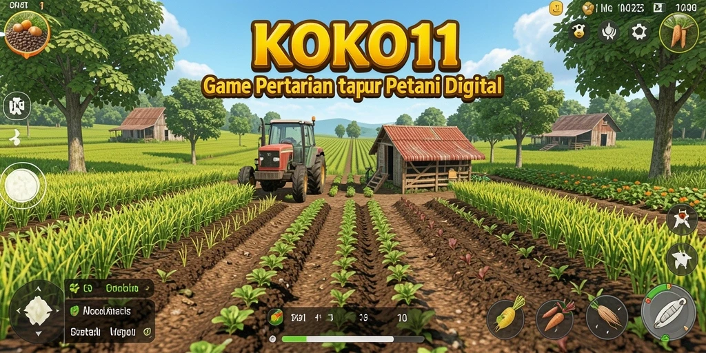 Tangkapan layar KOKO11 menunjukkan ladang yang subur dengan tanaman yang sedang tumbuh.