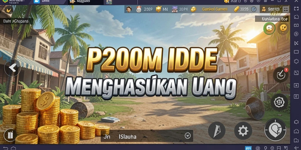 Screenshot gameplay P200M menampilkan suasana bisnis yang berkembang.