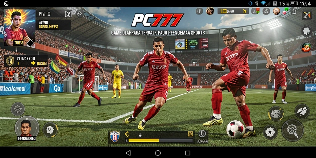 Tampilan screenshot utama PC777 dengan gameplay olahraga yang mendebarkan.