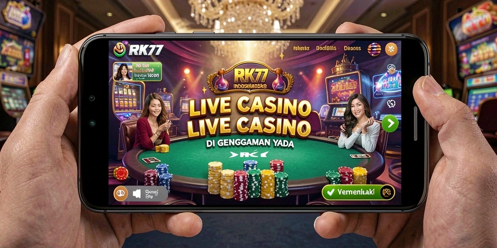 Screenshot gameplay RK77 menampilkan suasana Live Casino yang interaktif dan menyenangkan.
