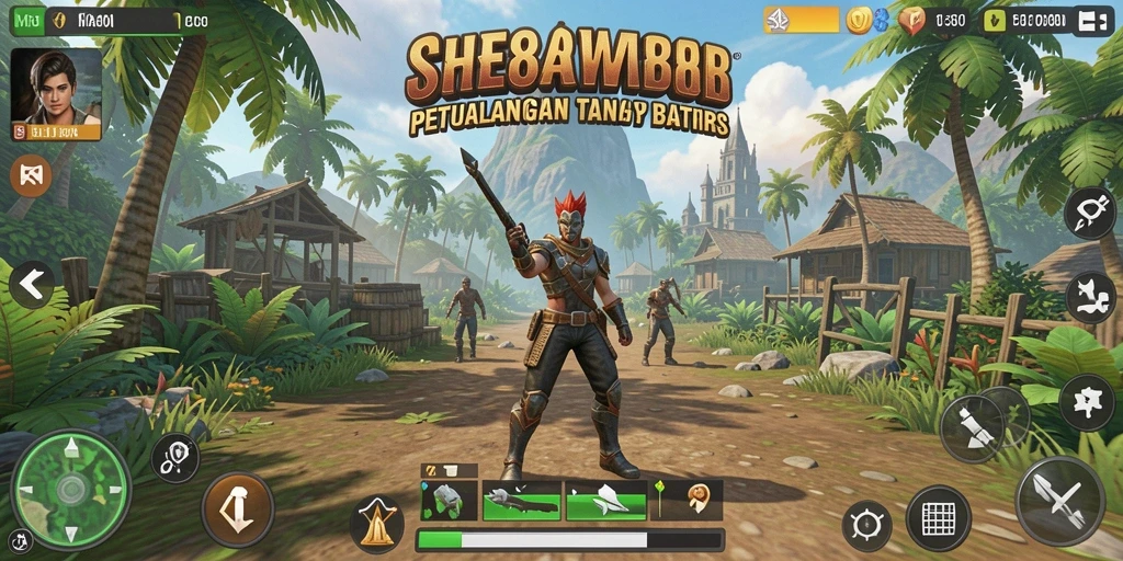 Tangkapan layar utama SHE888 menampilkan gameplay yang kaya di dunia terbuka.