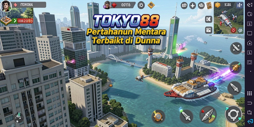 Tampilan gameplay menara pertahanan yang memukau di TOKYO88.