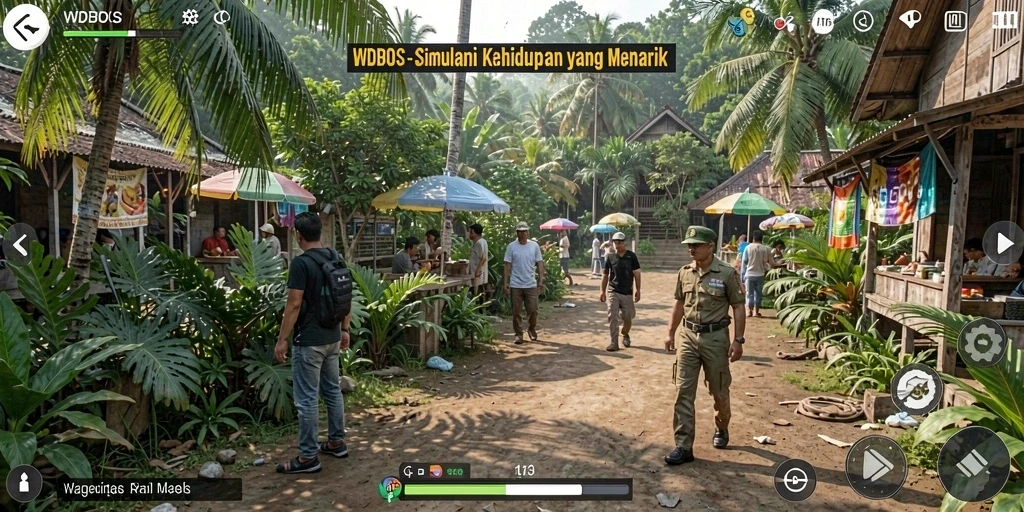 Tampilan menarik dari gameplay WDBOS dengan simulasi kehidupan.
